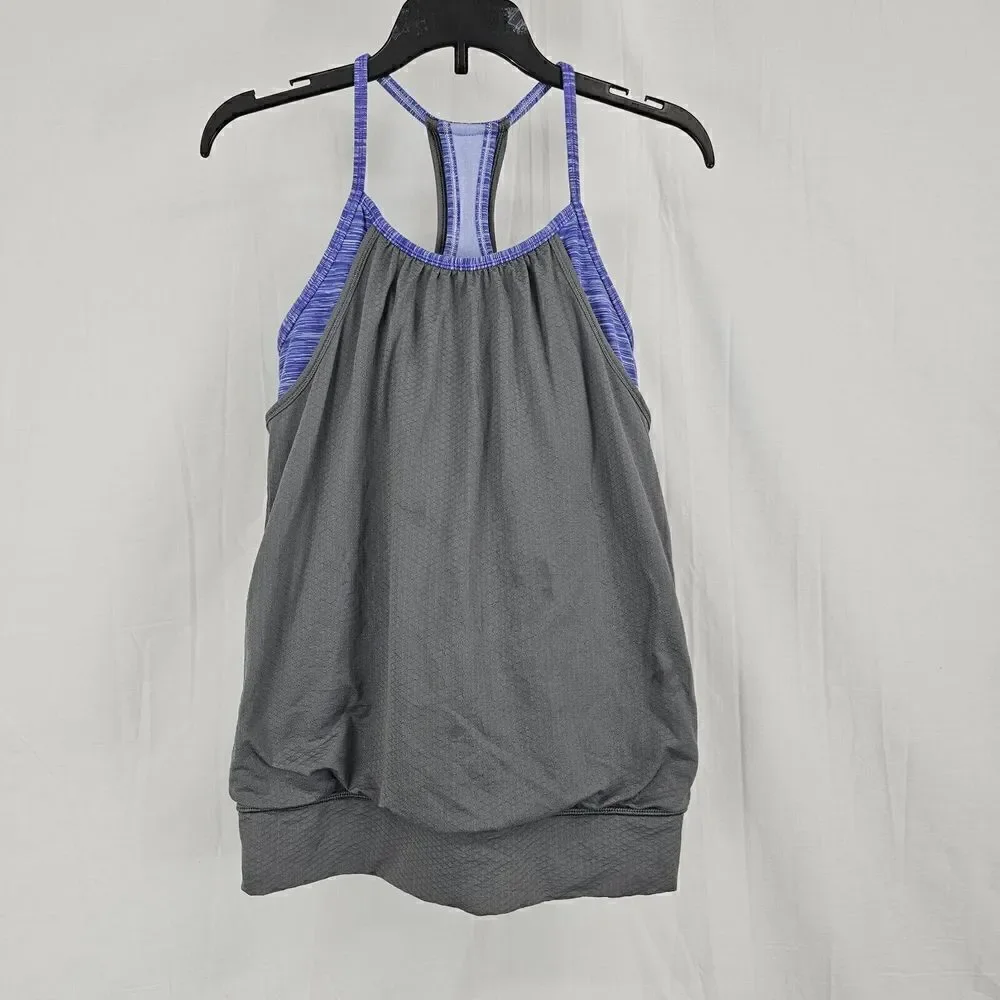 Girl's Ivivva by Lululemon Athletic Tank Top Size 12 Built In Bra Gray Purple